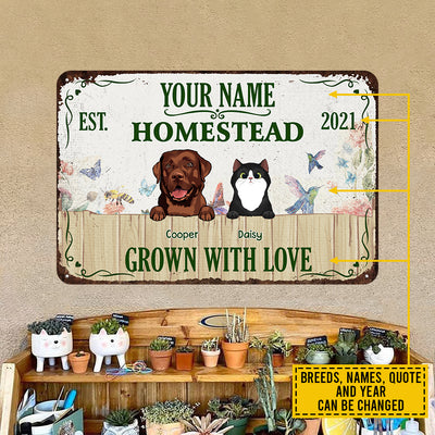 89Customized Welcome To Our Garden Dogs/Cats Lovers Personalized Printed Metal Sign