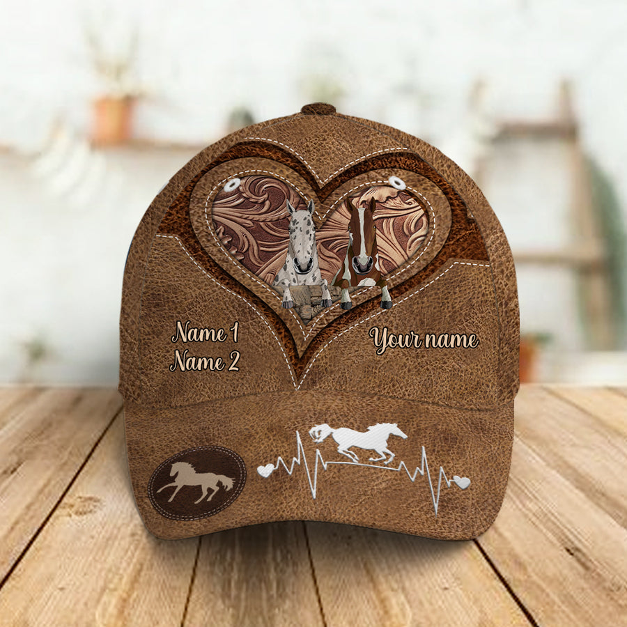 89Customized Funny Horse 3D leather Customized Cap
