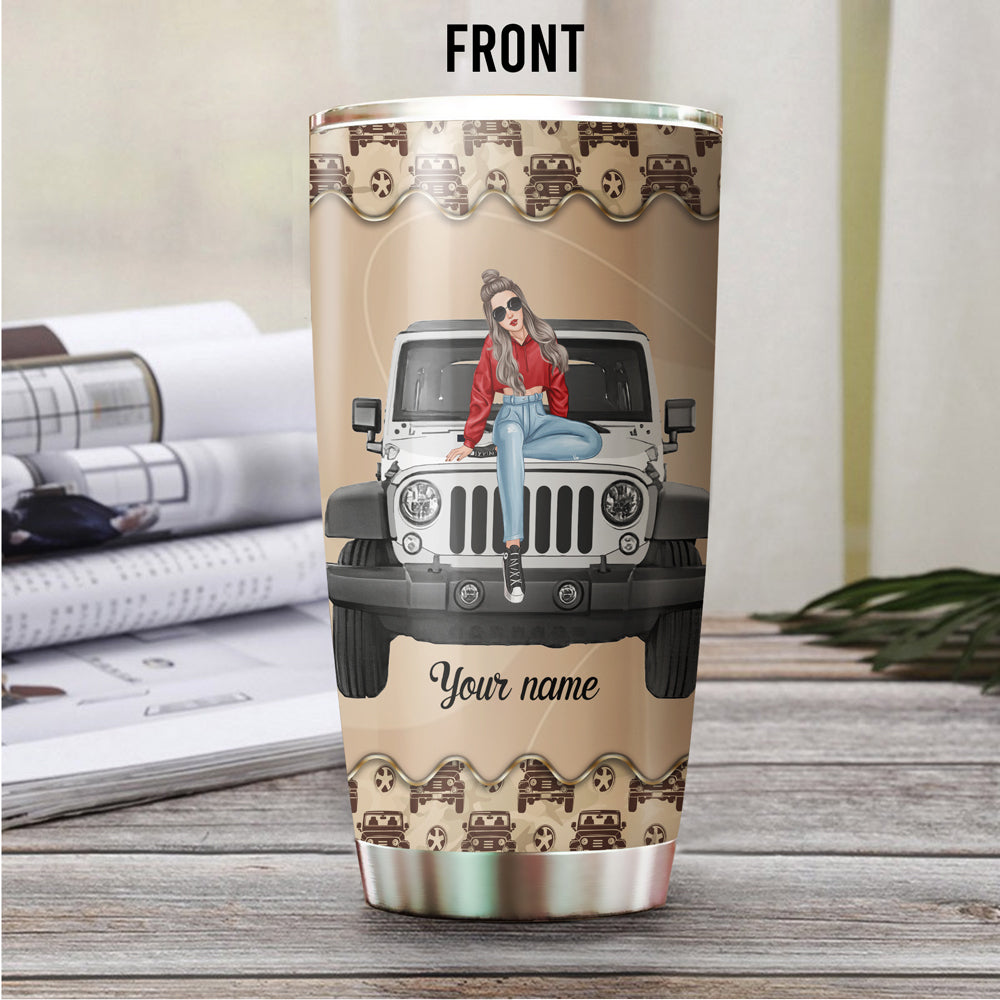 89Customized Jeep Girl I was born with My heart on my sleeve a fire in my soul Customized Tumbler