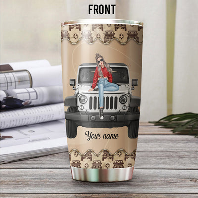 89Customized Jeep Girl I was born with My heart on my sleeve a fire in my soul Customized Tumbler