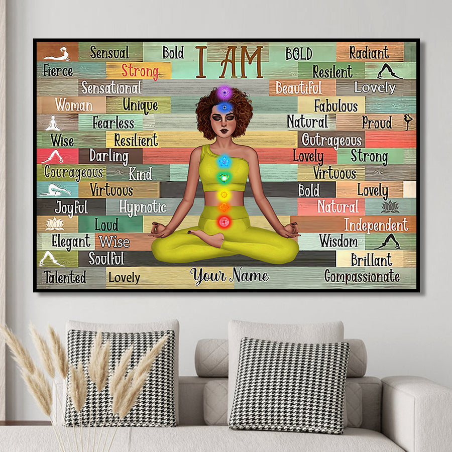 89Customized I am fierce and bold Yoga girl Customized Horizontal Poster