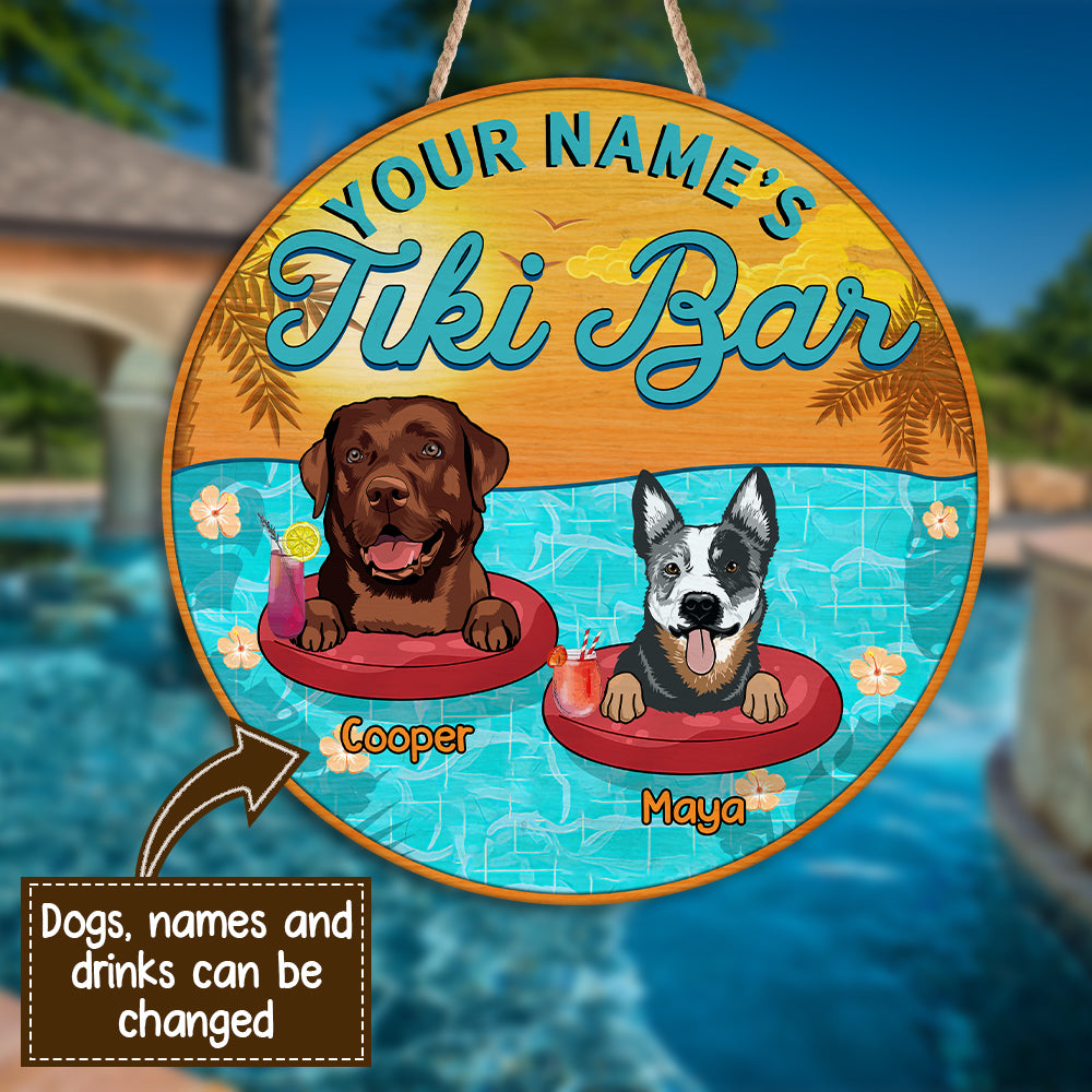 89Customized Welcome To Dogs Pool Personalized Wood Sign
