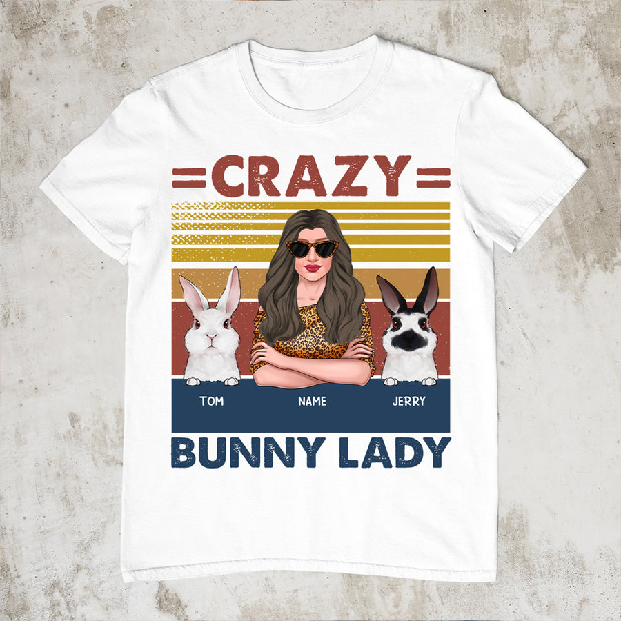 89Customized Crazy Bunny Lady Rabbit Lovers Personalized Shirt