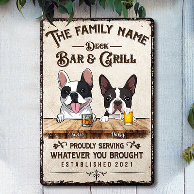89Customized Deck/Patio/Backyard Bark & Grill Personalized Printed Metal Sign For Dog And Cat Lovers