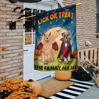89Customized Happy Howloween Lick Or Treat Personalized Garden Flag