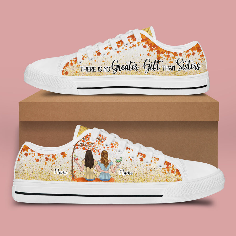 89Customized There is no great gift than sisters Customized White Low Top Shoes