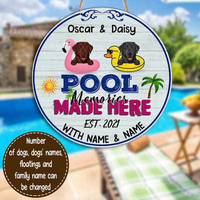 89Customized Dogs Pool Memories Made Here With Family Personalized Wood Sign