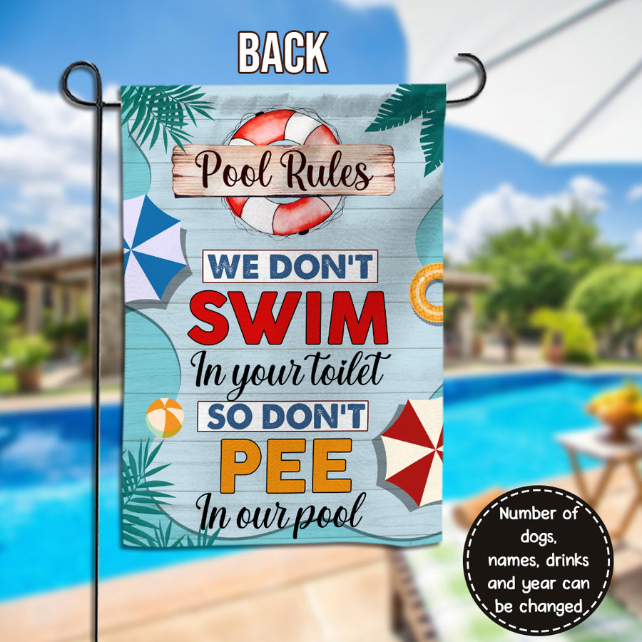 89Customized Welcome To The Family's Pool Personalized 2 Sided Flag