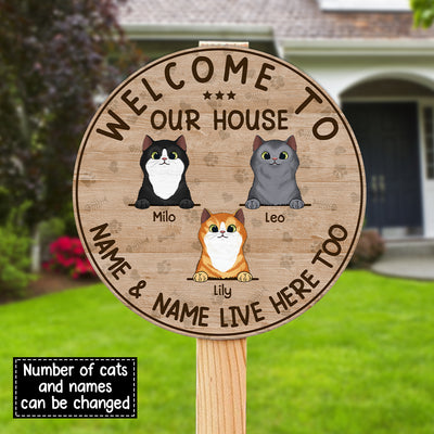 89Customized To Our House Cat Personalized Wood Sign