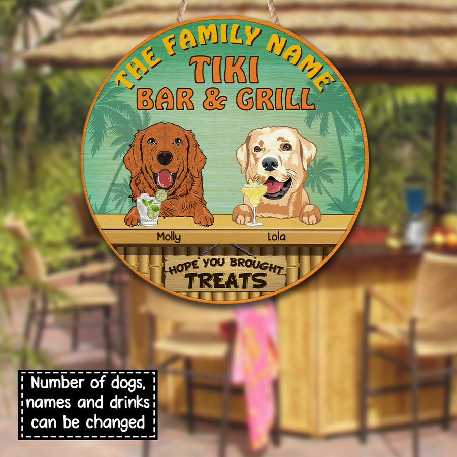 89Customized Dogs Tiki Bar & Grill Personalized Wood Sign