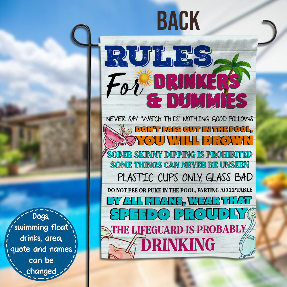 89Customized Dogs Poolside Oasis Bark & Grill Funny Personalized 2 Sided Flag