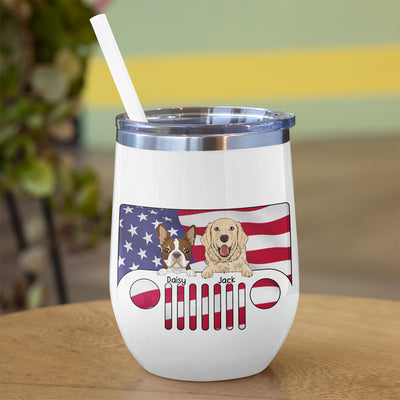 89Customized Dogs And Cats Jeep Personalized (No straw included) Wine Tumbler