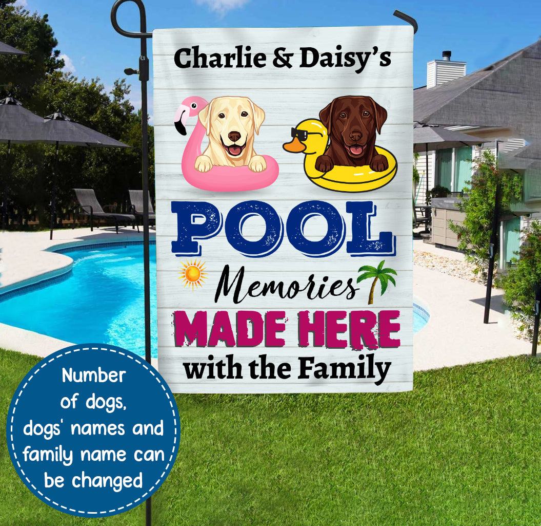 89Customized Dogs Pool Memories Made Here Funny Personalized 2 Sided Flag