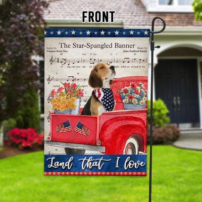 89Customized Land that I love The Star-Spangled Banner Dog Customized Garden Flag