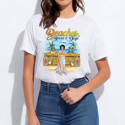 89Customized Beaches, Booze and dogs girl and dog Customized Shirt