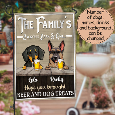89Customized Dog Backyard Bark & Grill Personalized Flag