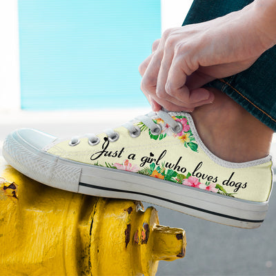 89Customized Just a girl who loves dogs Customized White Low Top Shoes