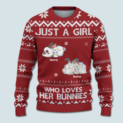 89Customized Just A Girl Who Loves Her Bunny Rabbit Personalized