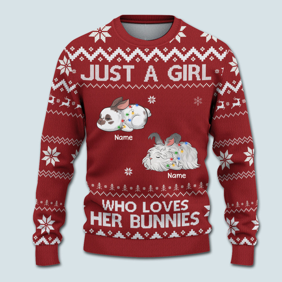 89Customized Just A Girl Who Loves Her Bunny Rabbit Personalized