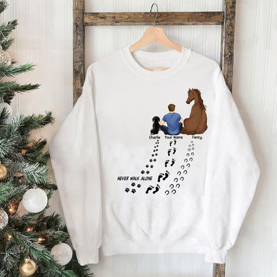 89Customized Never Walk Alone Horse And Dog Personalized Shirt