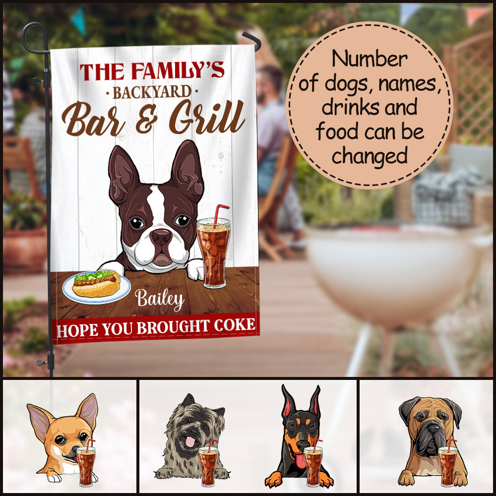 89Customized Backyard Bar & Grill Dogs Personalized Flag 2