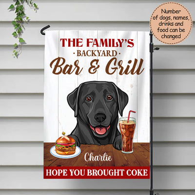 89Customized Backyard Bar & Grill Dogs Personalized Flag 2