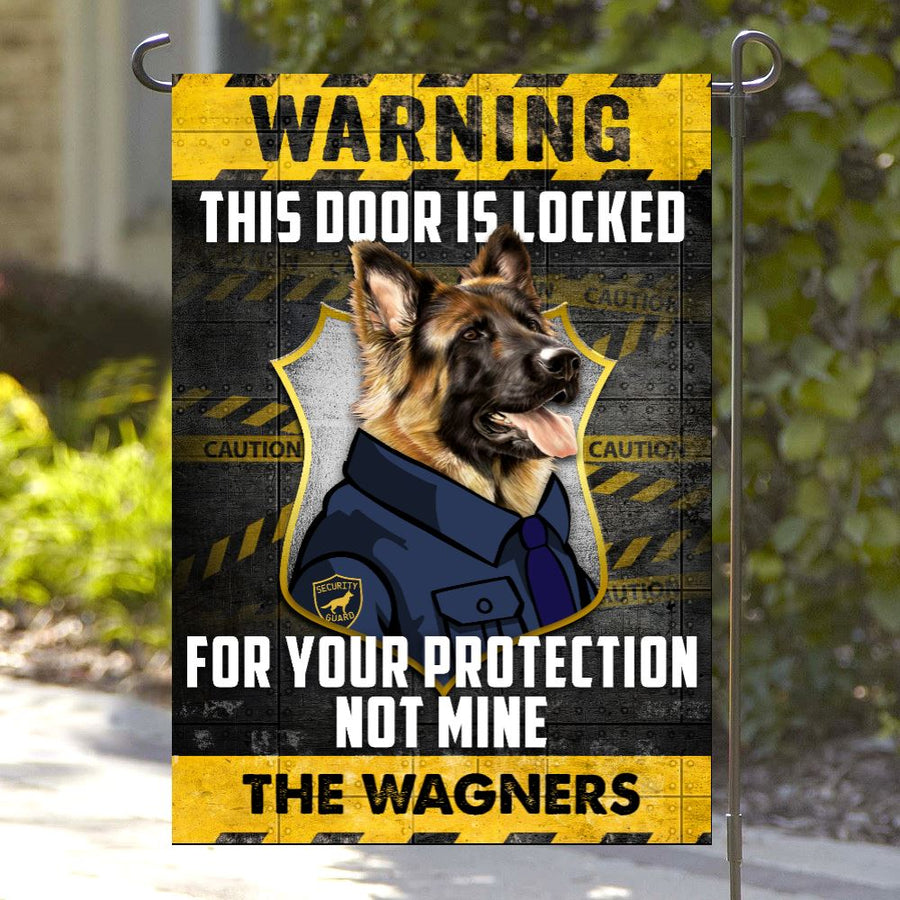 Personalized Warning This Door Is Looked German Shepherd Dog Garden Flag inkgo 