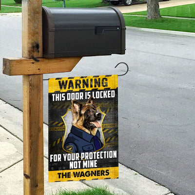 Personalized Warning This Door Is Looked German Shepherd Dog Garden Flag inkgo