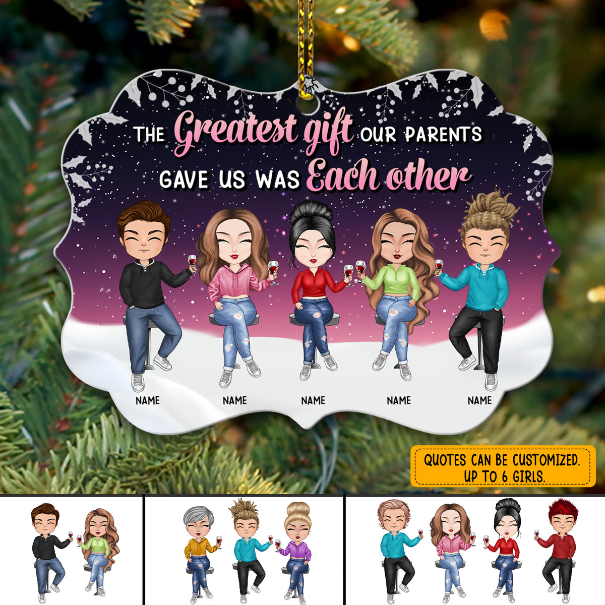 89Customized Life is better with Sisters Personalized Ornament