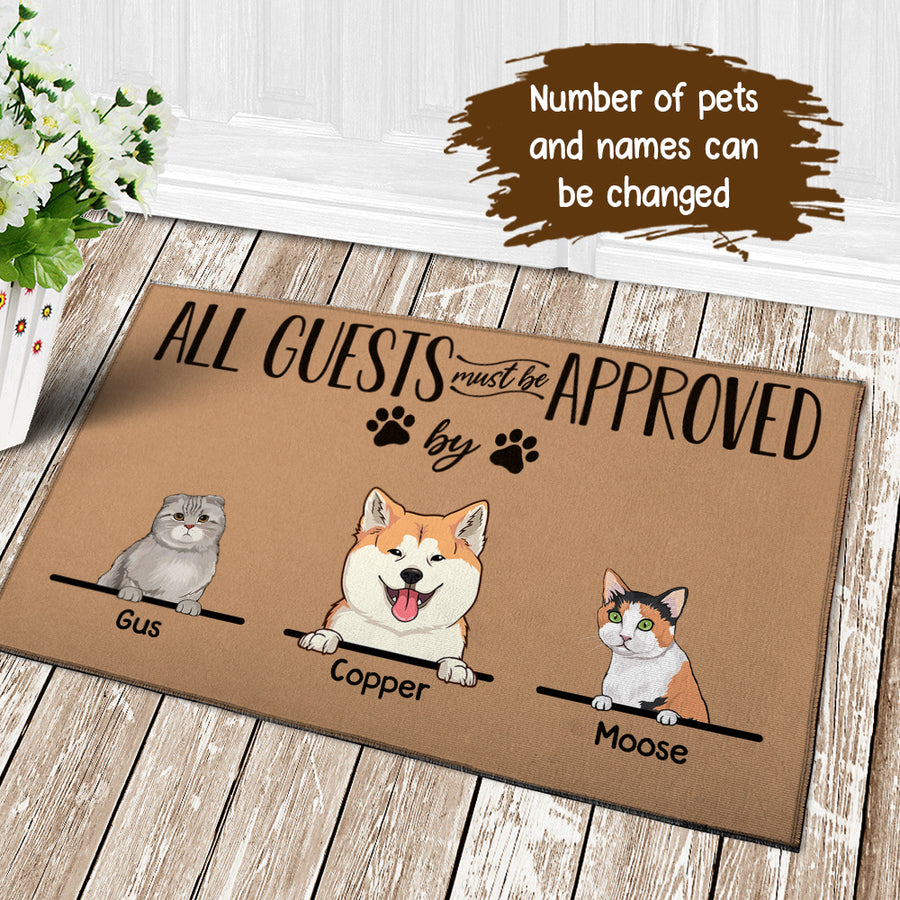 89Customized All guests must be approved by cat and dog personalized doormat