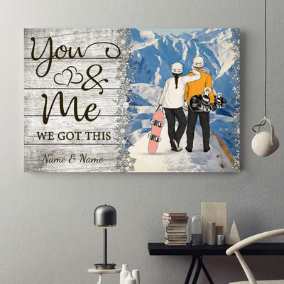 89Customized Snowboarding Couple Horizontal Personalized Poster