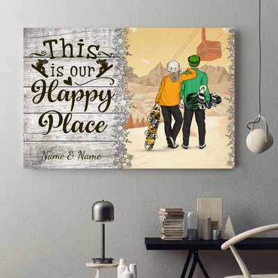 89Customized Snowboarding Couple Horizontal Personalized Poster
