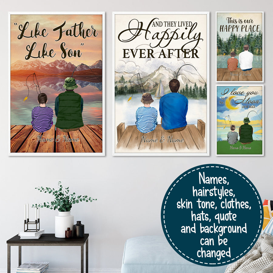 89Customized Dad and son fishing personalized poster