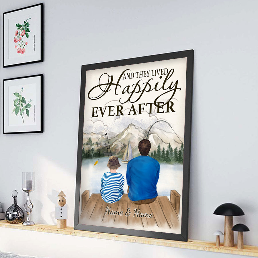 89Customized Dad and son fishing personalized poster
