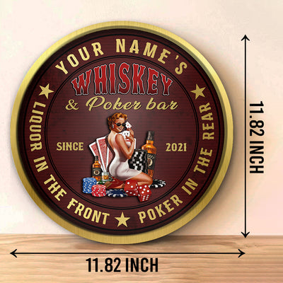 89Customized Whiskey & Poker bar Liquor in the front poker in the rear Customized Wood Sign