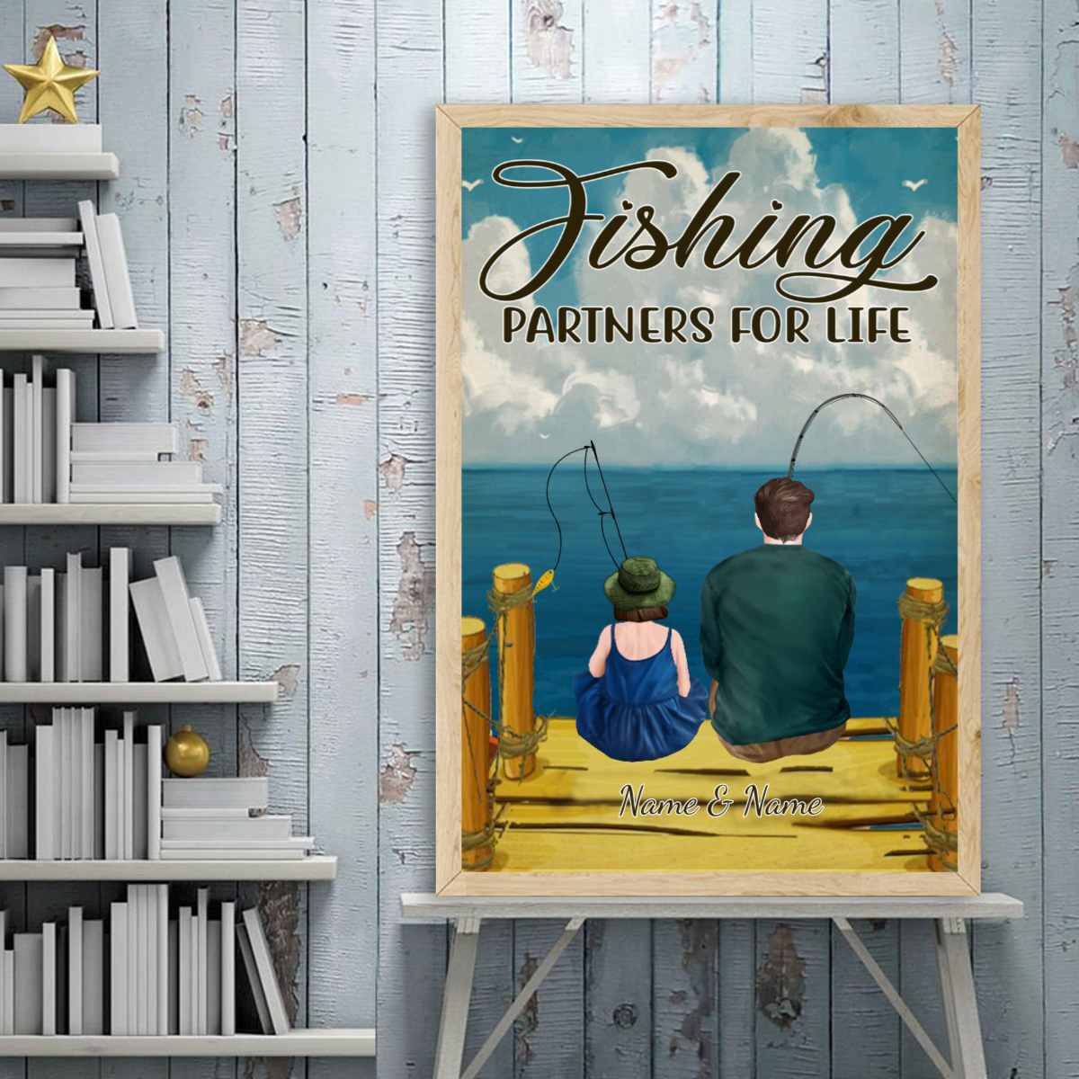 89Customized Dad and daughter fishing personalized poster