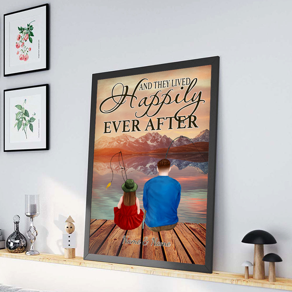 89Customized Dad and daughter fishing personalized poster