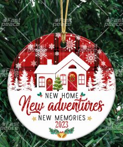 Fastpeace 2023 New Home Christmas Ornament, 1st Christmas in Our New Home Ceramic Ornament, Housewarming Gifts Christmas Tree Gifts Gift Ideas for Home Decor
